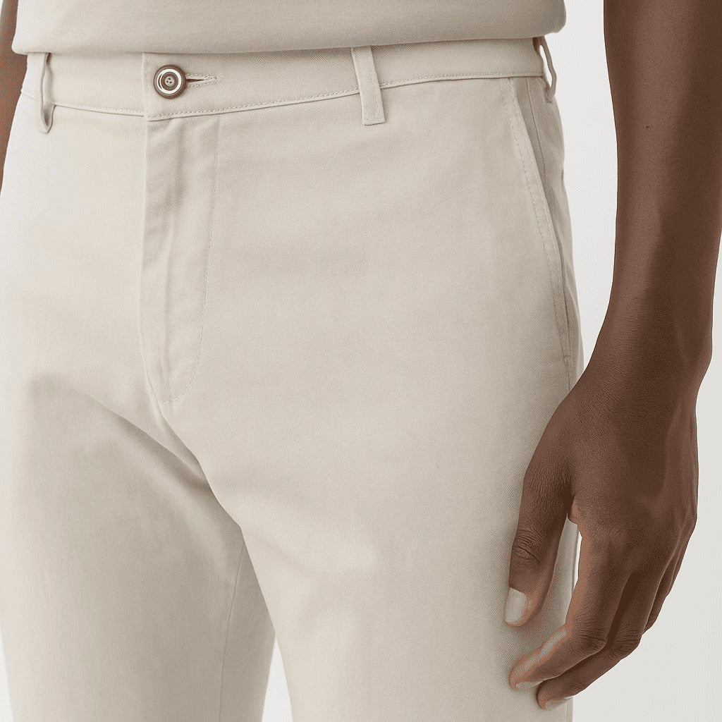 Chino Style Cotton Twill Pants - Santorini